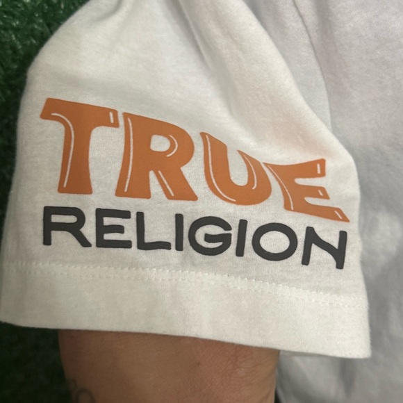 True Religion White Short Sleeve Tee with Smiley Detail - Picture 3 of 5